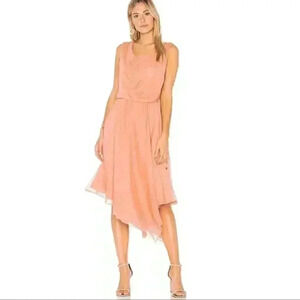 NWT Haute Hippie Anastasia Draped Chiffon Silk Dress with Asymmetrical Hem